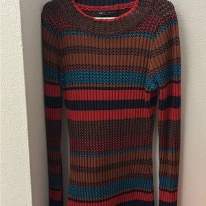 Romeo and Juliet Brown and Red Striped Sweater Dress
